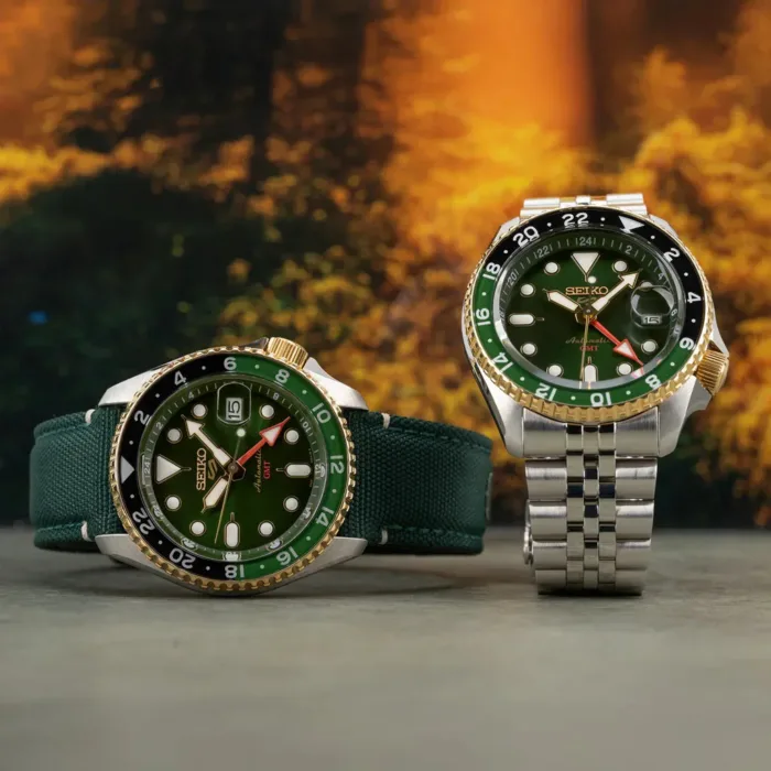 Seiko 5 Sports Forest Green Sunrise Limited Edition Green Dial Silver Steel Strap Watch for Men - SSK050K1 - Image 4